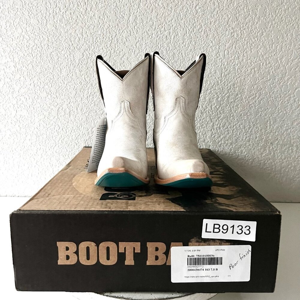 Lane EMMA JANE Womens Cowboy Booties White Western Short Ankle Boots Size 7.5 - Picture 11 of 12